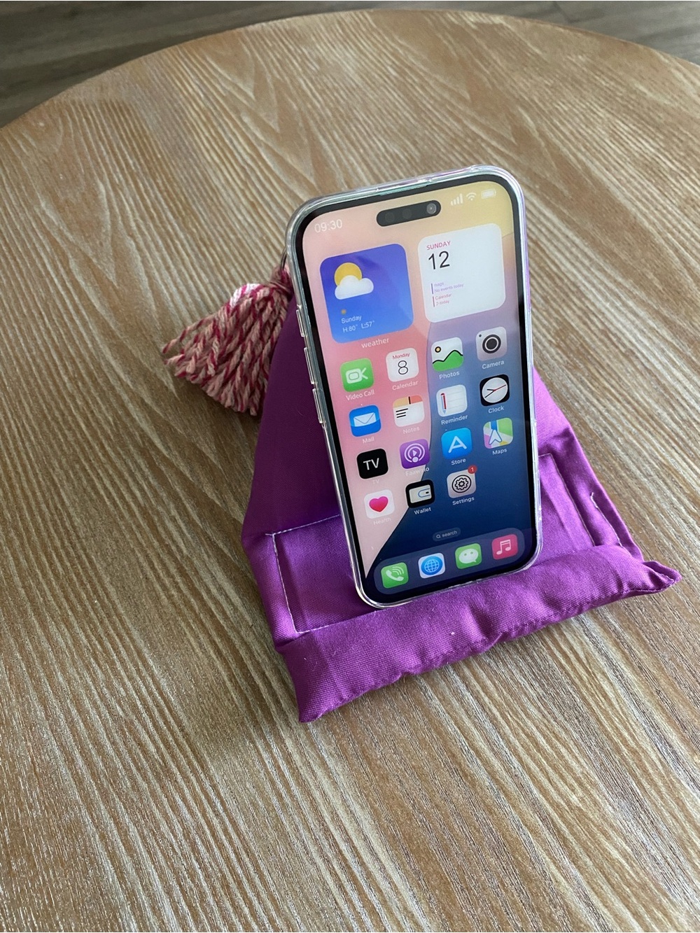 Bright Purple Fabric Floppy iPhone Stand